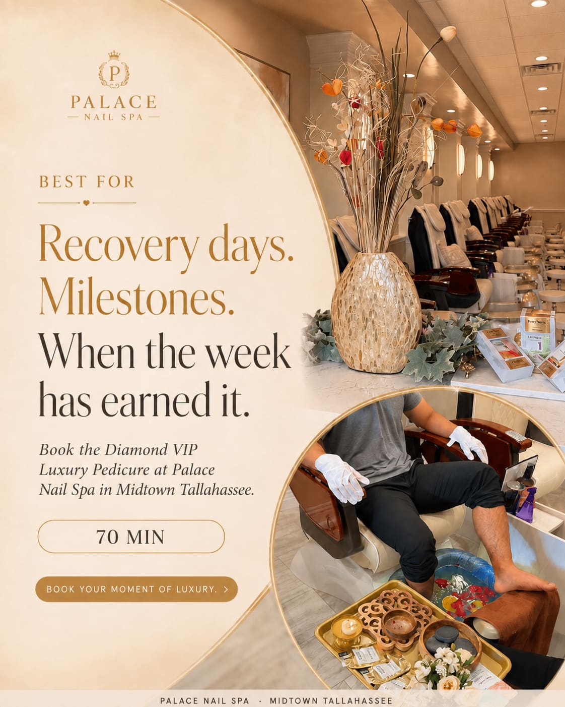 Diamond VIP luxury pedicure ritual at Palace Nail Spa in Midtown Tallahassee