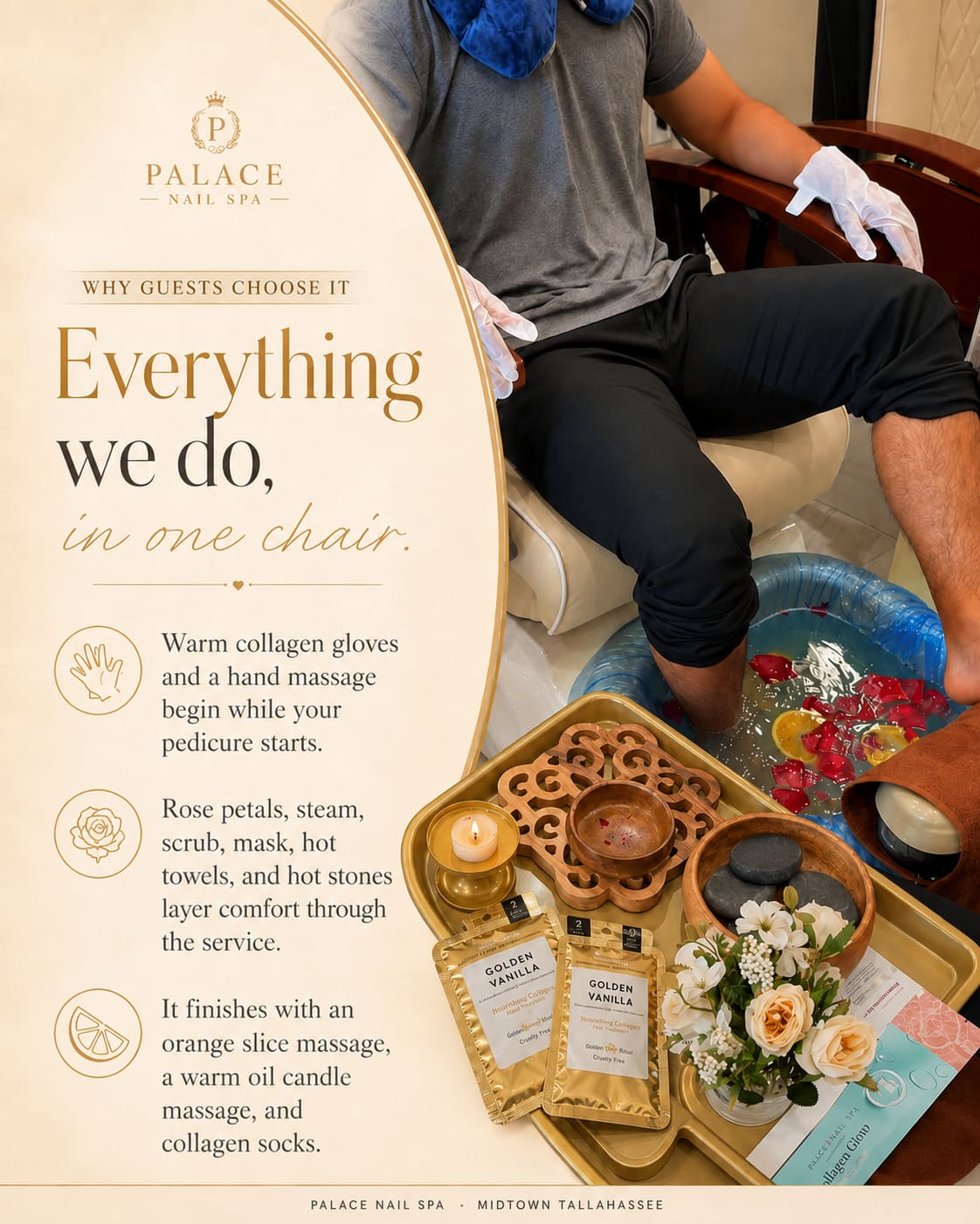 Collagen treatment during the Diamond VIP pedicure at Palace Nail Spa Midtown